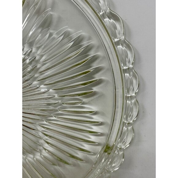 Vintage Indiana Glass Flower Starburst  #3355 Clear Glass Cake Plate 11.5” - Picture 3 of 11